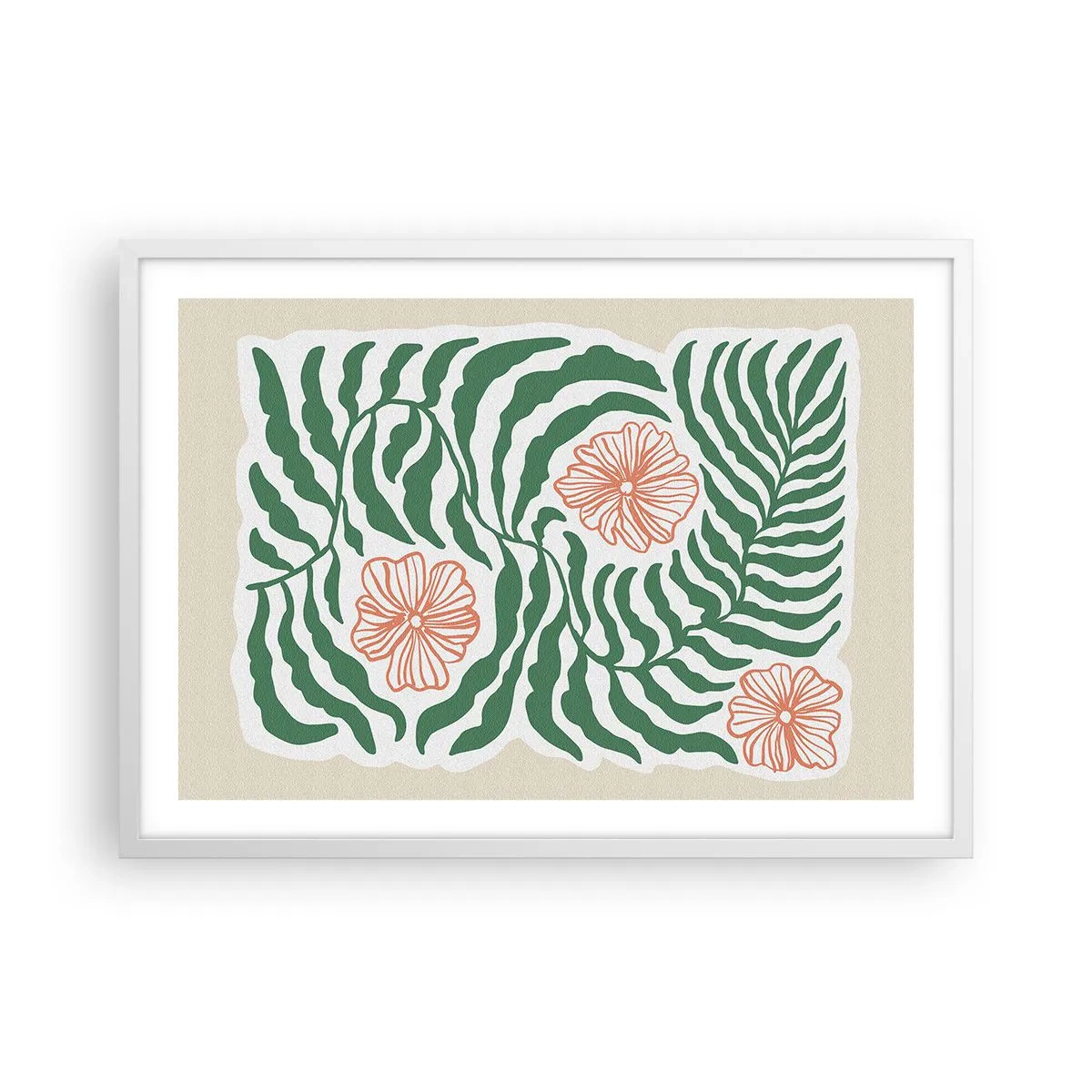 Poster in white frmae - Blossoming in Green - 70x50 cm