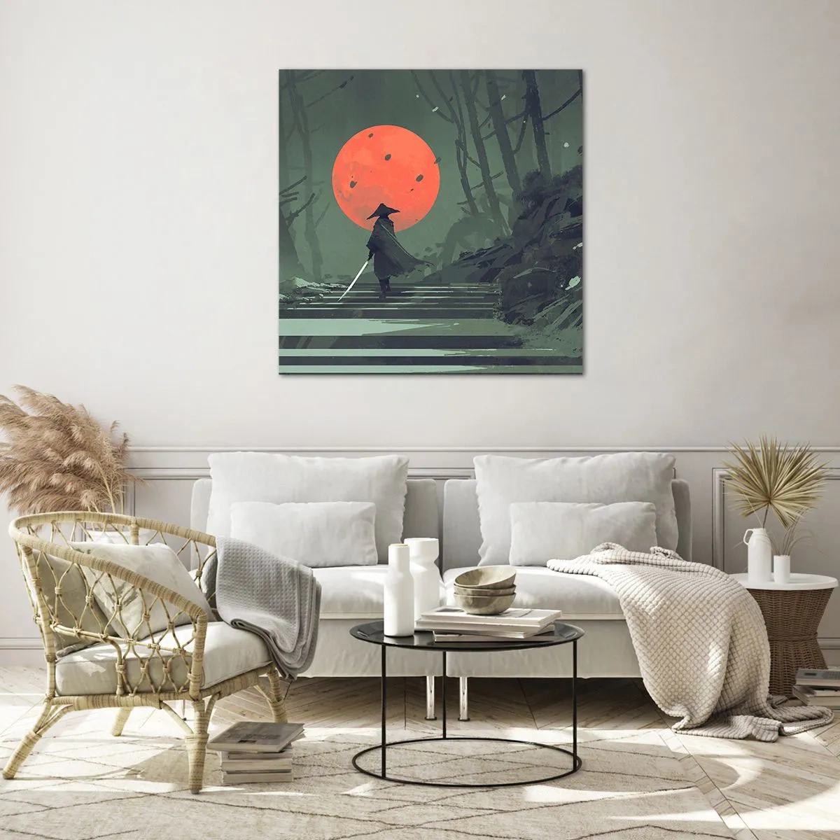 Glass picture - Red Moon Warrior - 30x30 cm