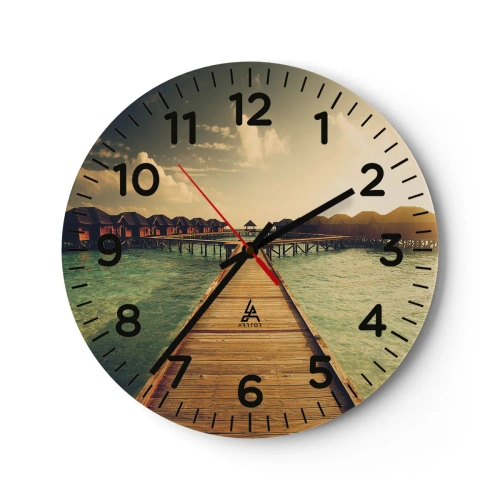 Wall clock - Clock on glass - Warm Welcome - 30x30 cm