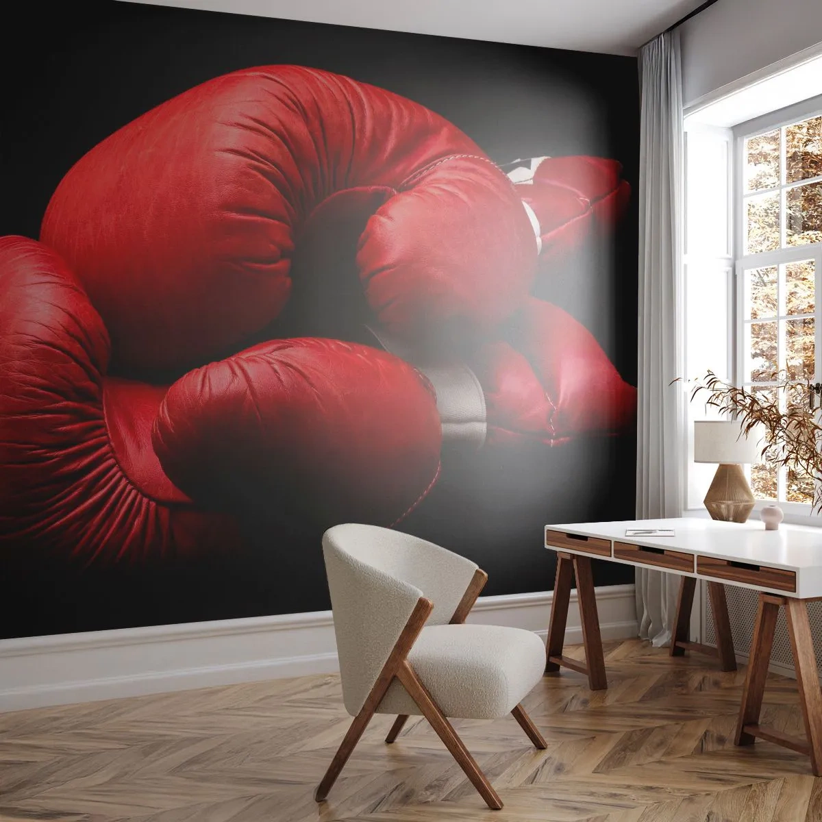 Photo Wallpaper Premium Canvas - Fight Emotions Are Behind Us - Sport, Box, Boxing gloves - 200x140 cm