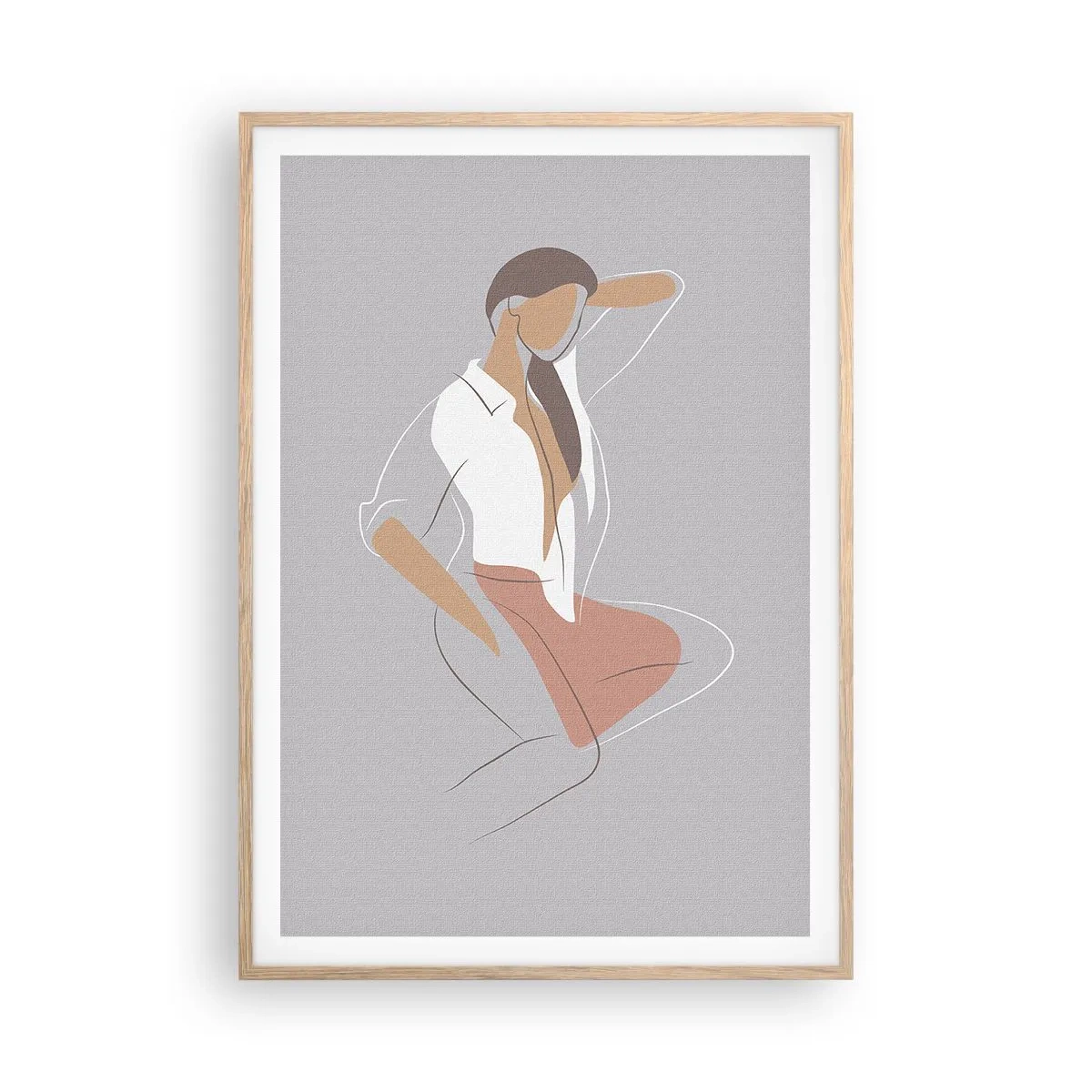 Poster in light oak frame - Outline of Charm - 70x100 cm