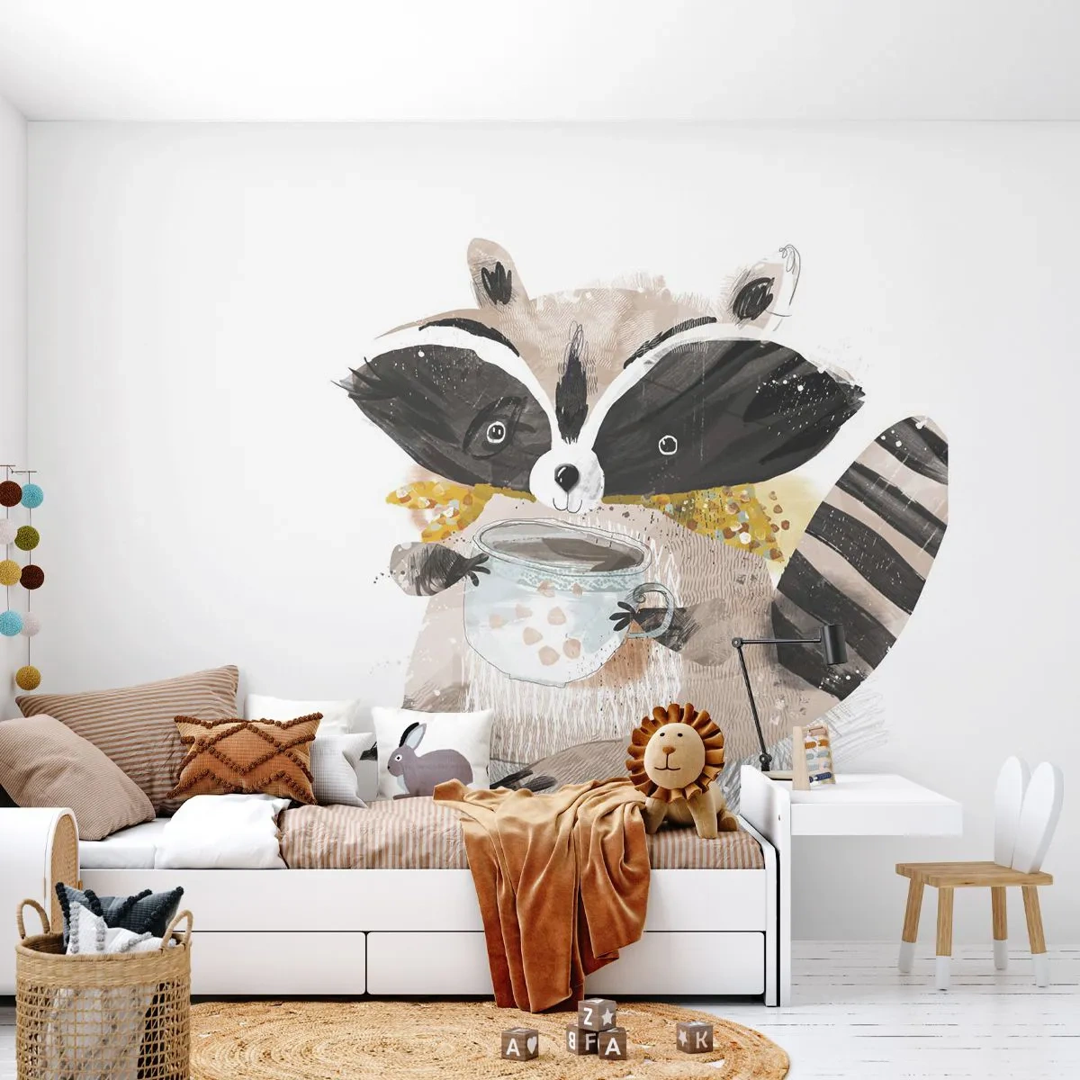Photo Wallpaper Premium Sand - My Friend Raccoon - For children, Raccoon, Graphics - 100x70 cm