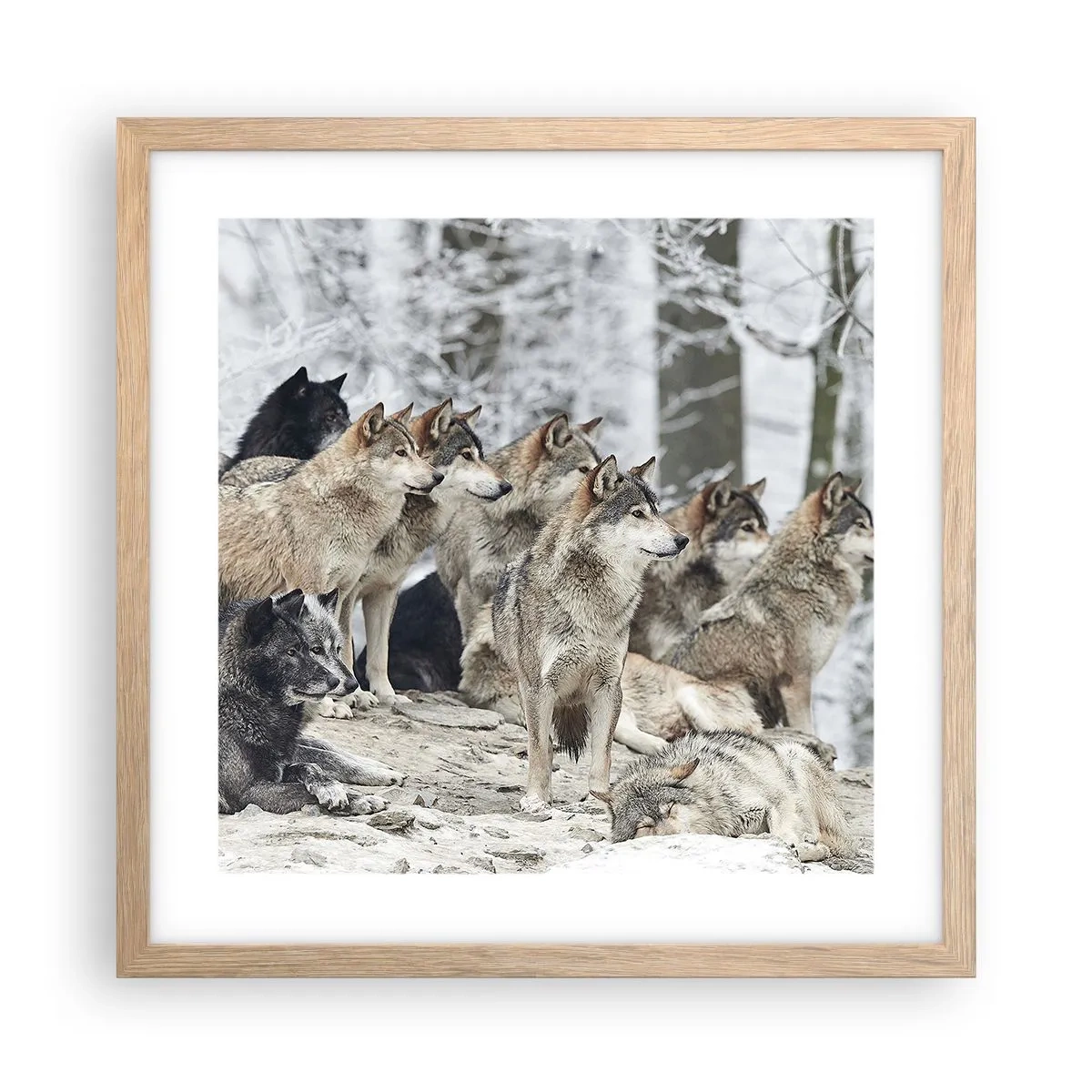 Poster in light oak frame - Family and Friends - 40x40 cm