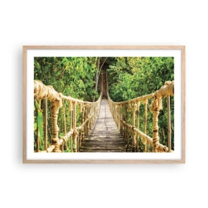 Poster in light oak frame - Suspended in Green - 70x50 cm