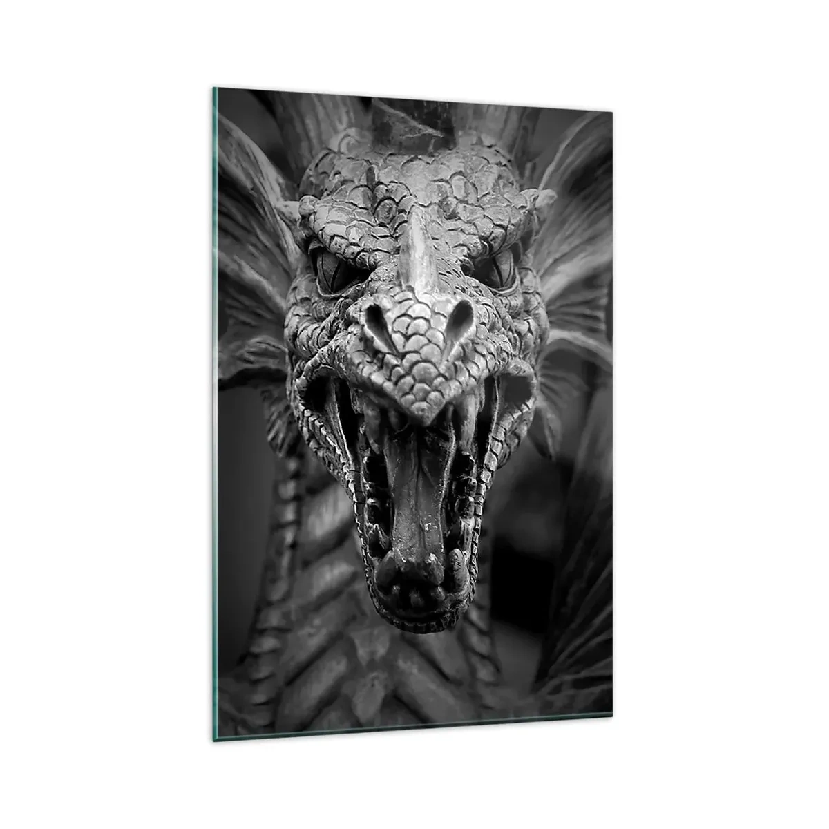 Glass picture - Fairytale Dragon in Grey - 80x120 cm
