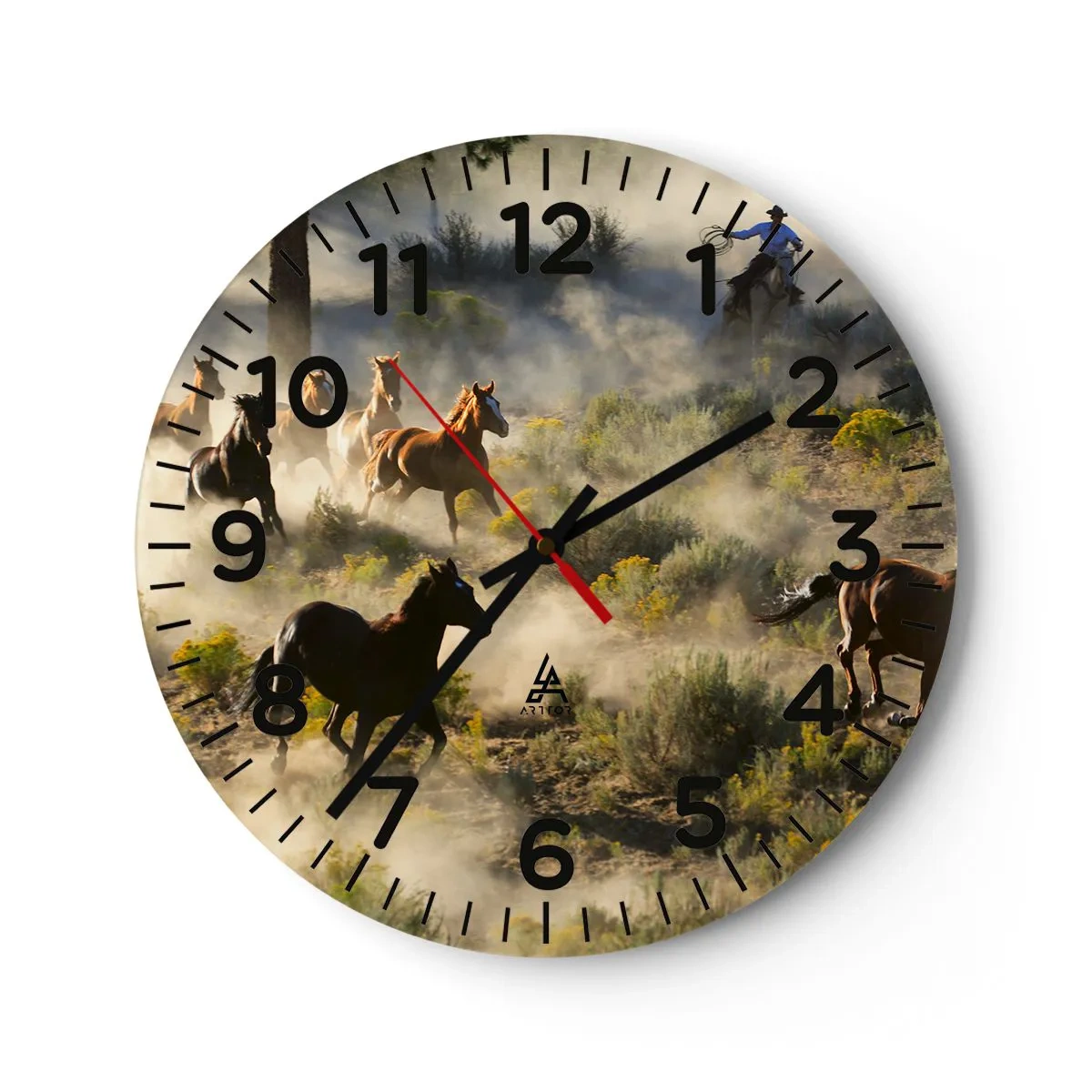 Wall clock - Clock on glass - Rivalry - Freedom or Man Power? - 30x30 cm