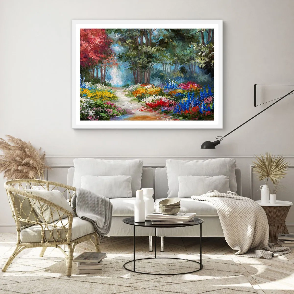 Poster in white frmae - Wood Garden, Flowery Forest - 70x50 cm