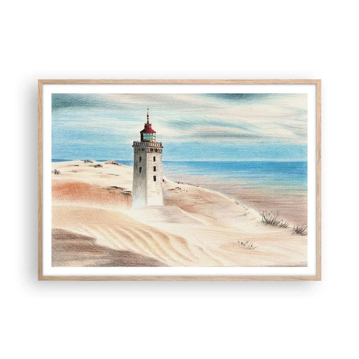 Poster in light oak frame - Always Staring at the Sea - 100x70 cm