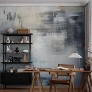 Photo Wallpaper Premium Sand - Behind the Curtain of Blue - Piece, Abstraction, Industrial - 200x140 cm