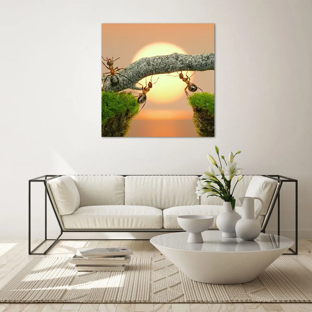 Glass picture - Joyful, Mutual Work - 50x50 cm