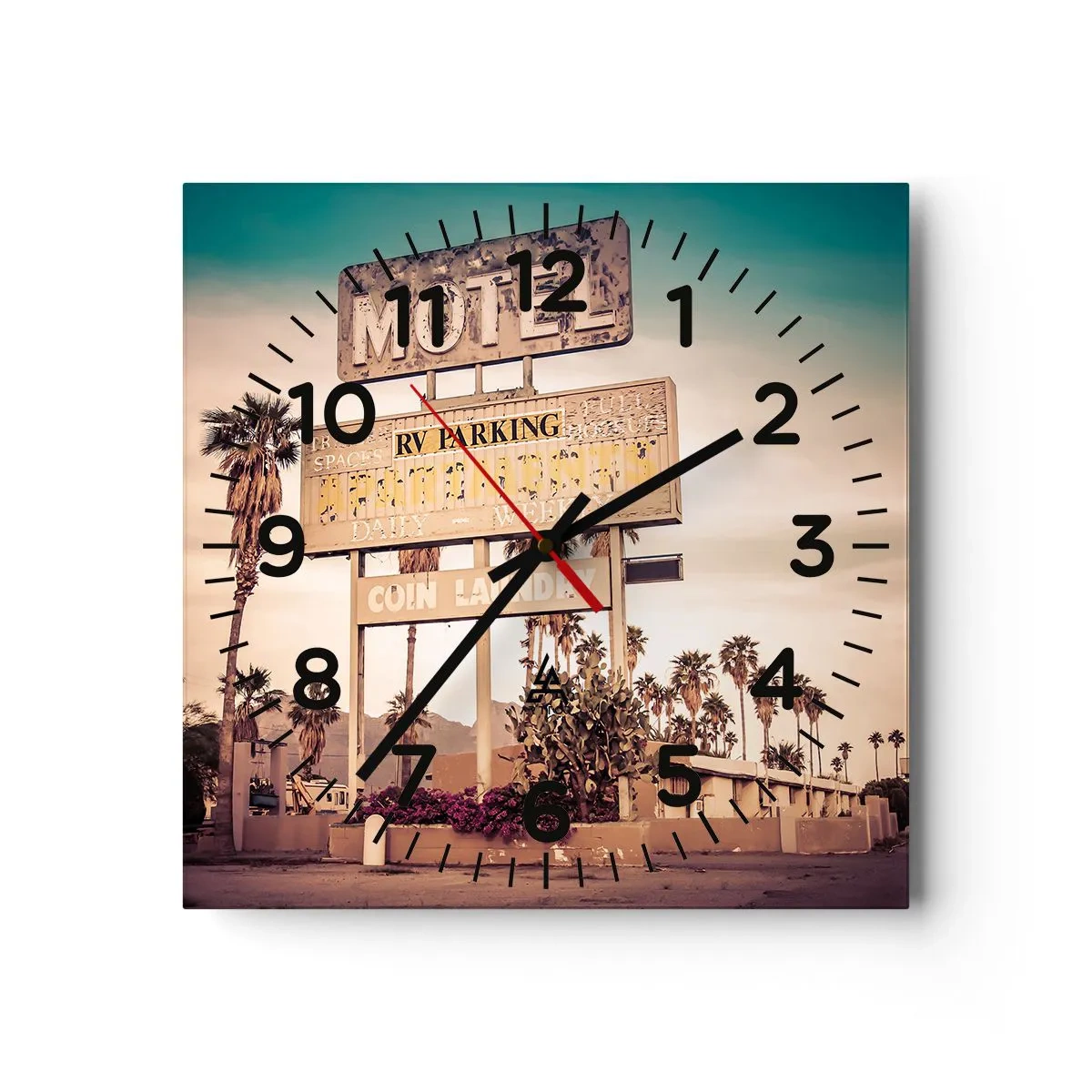 Wall clock - Clock on glass - The Time Stopped Here - 40x40 cm