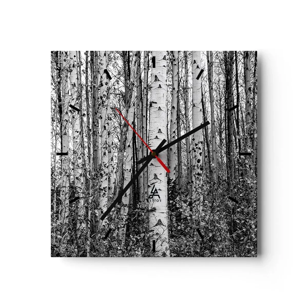 Wall clock - Clock on glass - Birch Colonnade - 30x30 cm