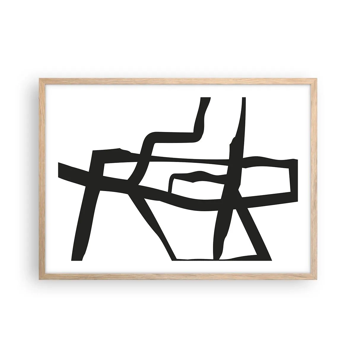 Poster in light oak frame - Black and White Construction - 70x50 cm