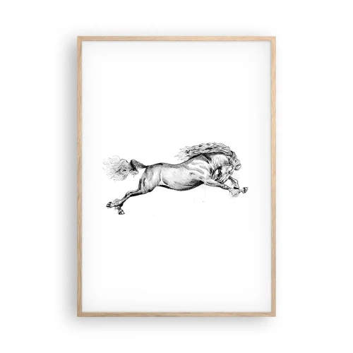 Poster in light oak frame - Stopped at a Gallop - 70x100 cm