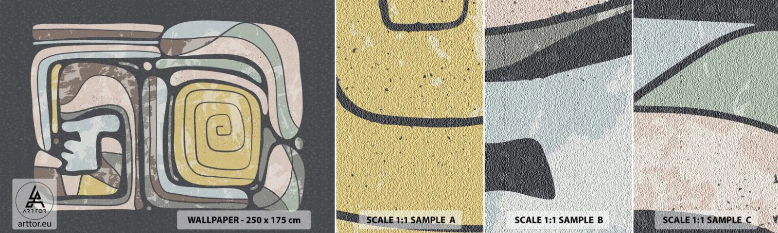 Photo Wallpaper Sample Self-Adhesive Deluxe Sticker - Abstract in Precolumbian Style - Abstraction, Boho, Aged - 100x30 cm