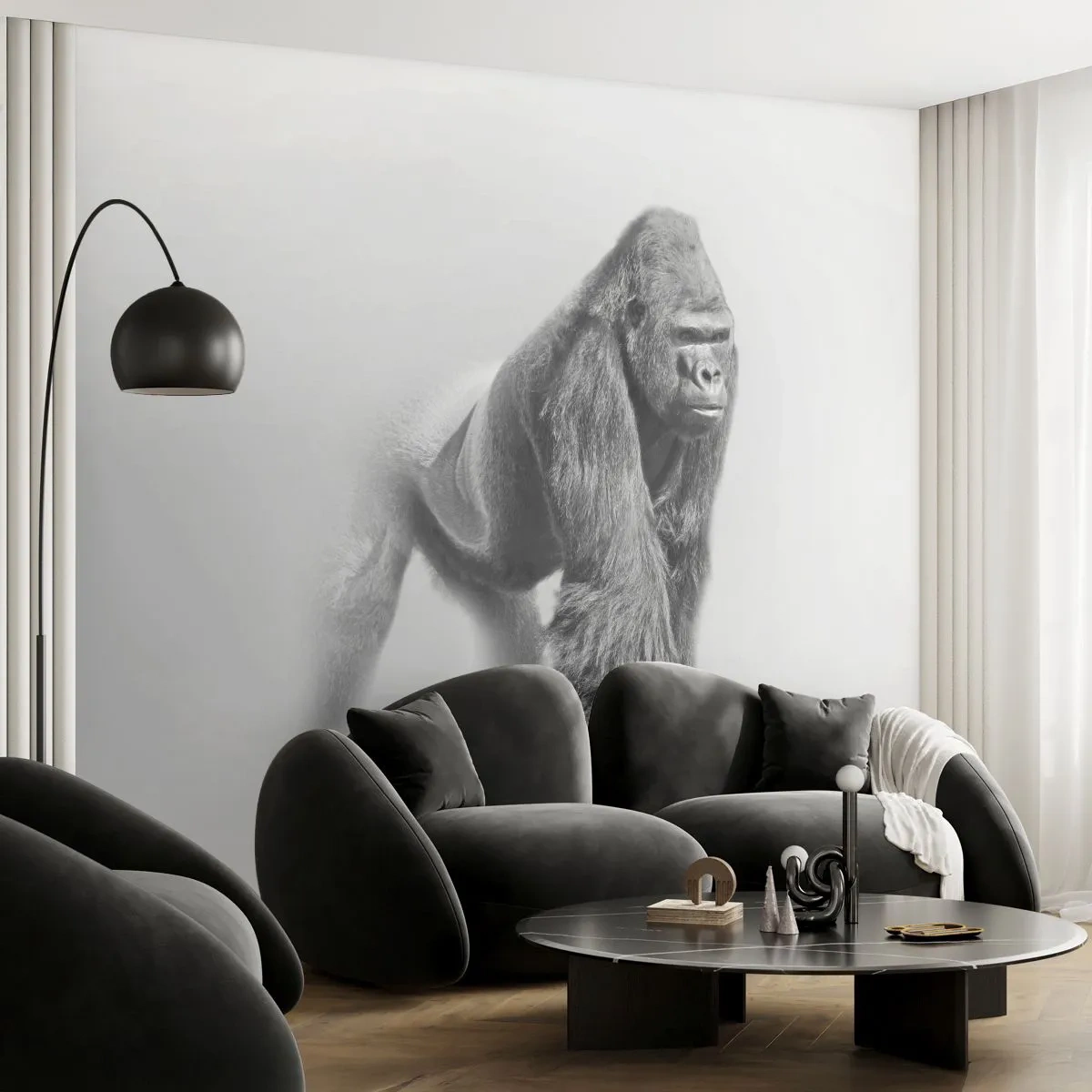 Photo Wallpaper Premium Canvas - Certain of Its Strength - Animals, Gorilla, Monkey - 250x175 cm