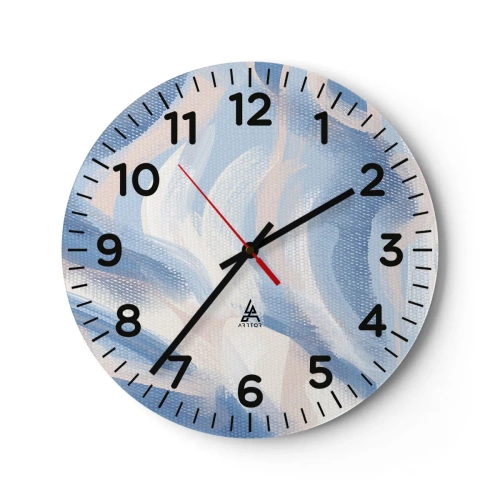 Wall clock - Clock on glass - Blue Waves - 30x30 cm