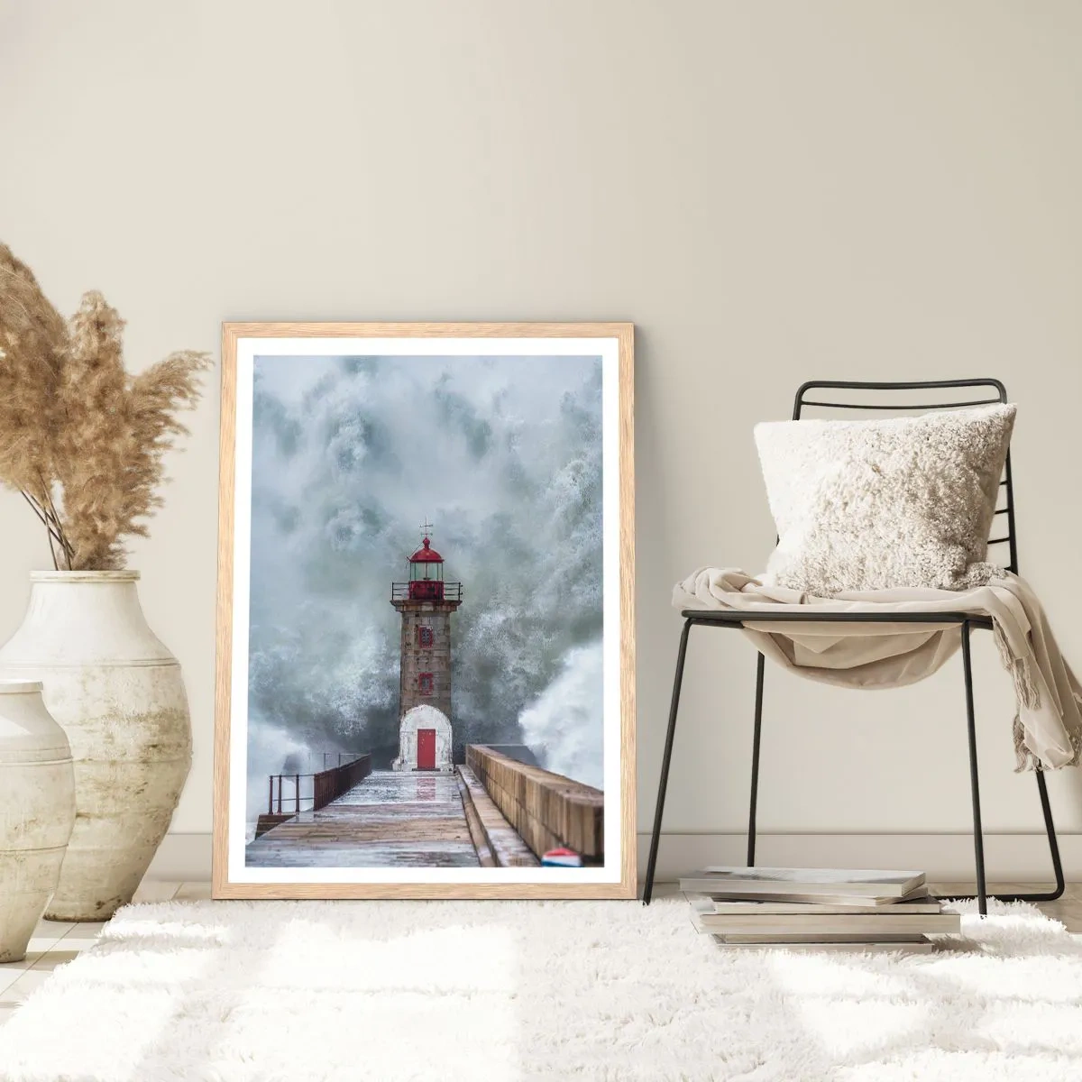 Poster in light oak frame - Roar of Waters, Whirr of the Wind - 70x100 cm