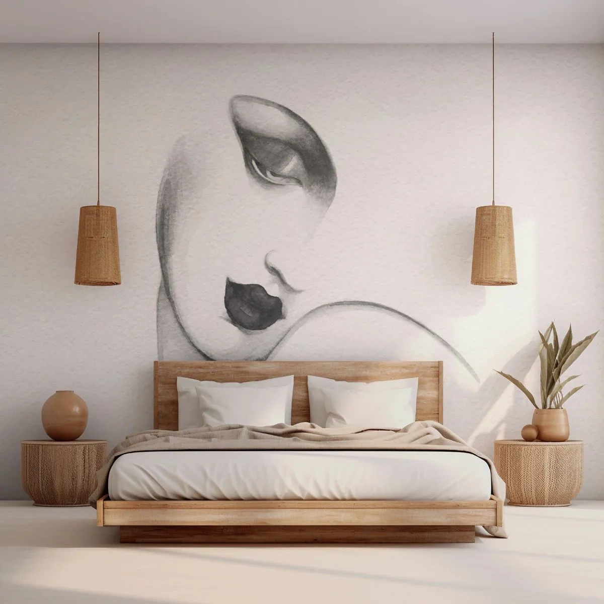 Self-Adhesive Photo Wallpaper Deluxe Sticker - Lempicka Style - Portrait of a Woman, Woman's Face, Piece - 250x175 cm