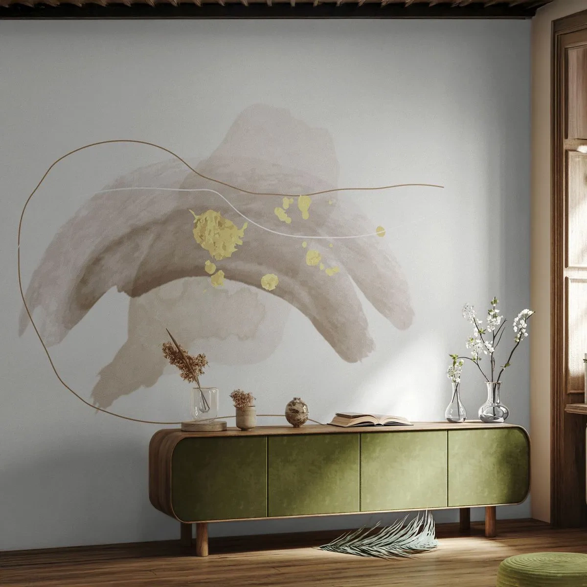 Self-Adhesive Photo Wallpaper Deluxe Sticker - Encountered in Space - Abstraction, Piece, Modern Pattern - 250x175 cm