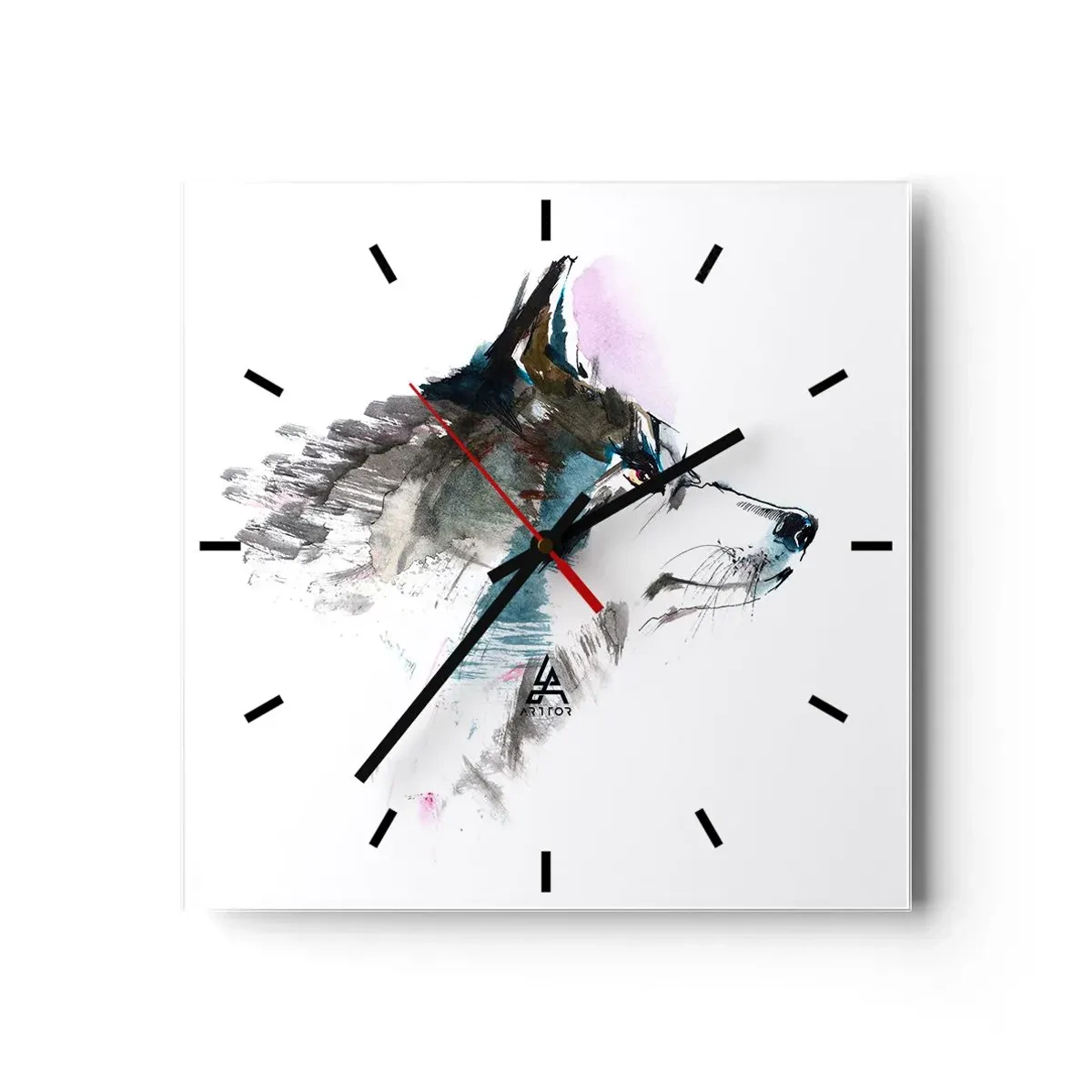 Wall clock - Clock on glass - Here Comes a Wolf - 40x40 cm