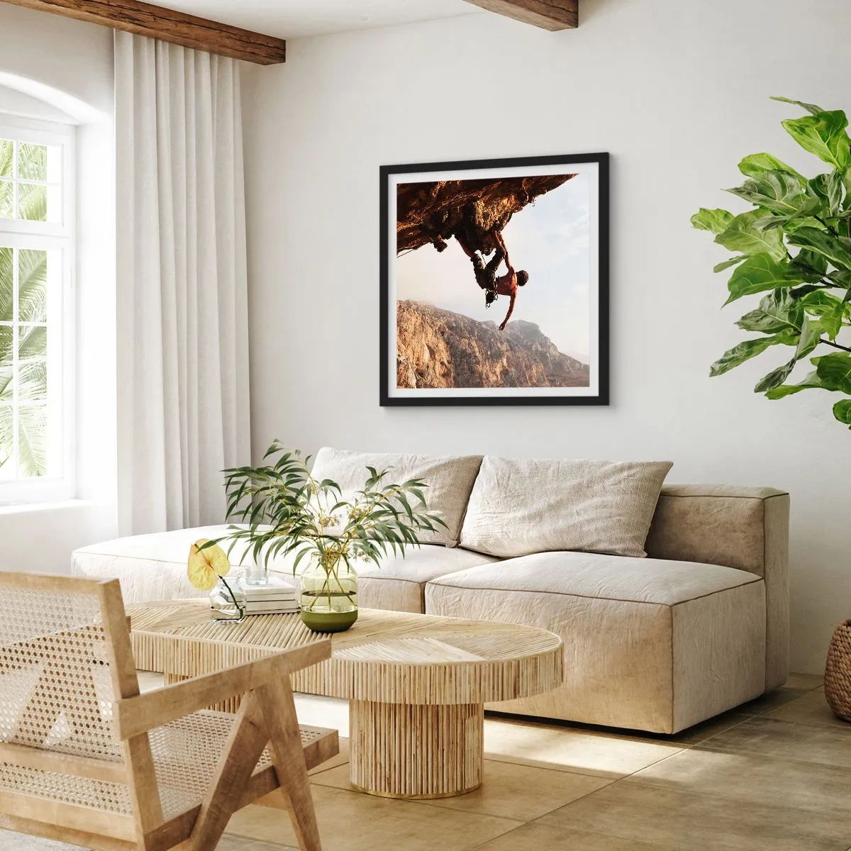 Poster in black frame - The Whole World on a Sharp Cliff - 40x40 cm