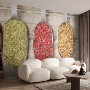 Photo Wallpaper Premium Canvas - Kitchen Magic - Gastronomy, Herbal Spices, Herbs - 450x315 cm