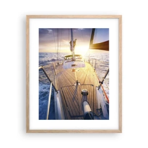 Poster in light oak frame - Running on Waves - 40x50 cm