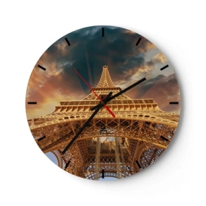 Wall clock - Clock on glass - Man Has Reached the Clouds - 40x40 cm