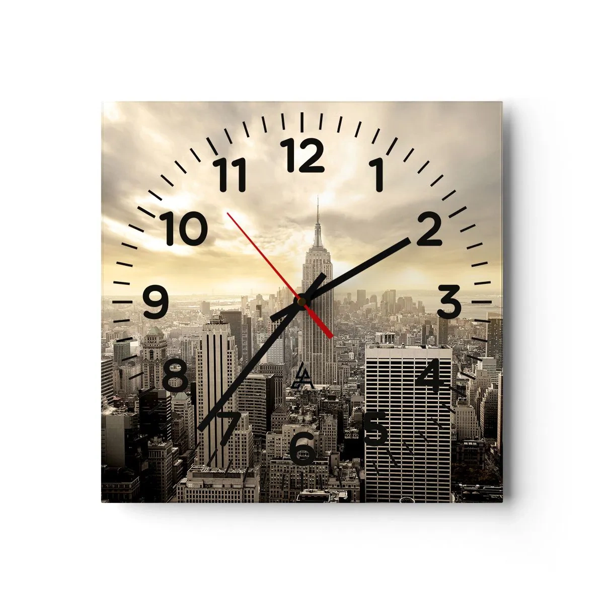 Wall clock - Clock on glass - New York Woven in Grey - 40x40 cm