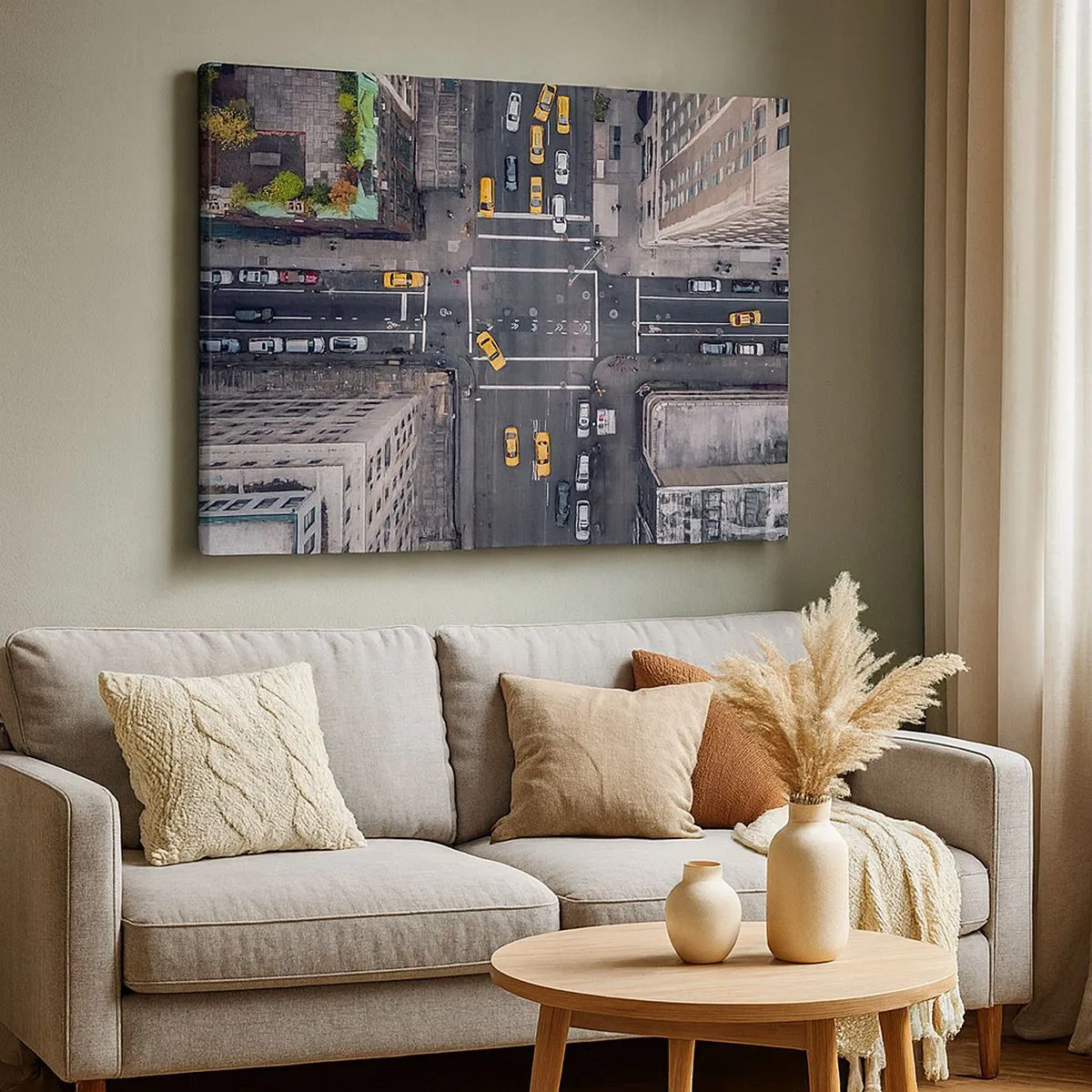 Canvas picture - Aerial view of a busy city street - 70x50cm - Simple Choice - Modern wall decoration for the living room and bedroom ARTTOR