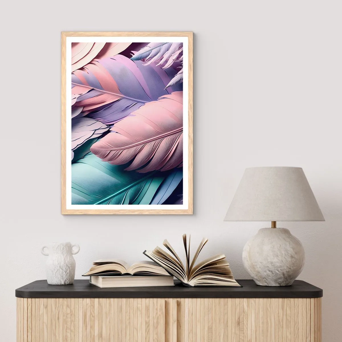 Poster in light oak frame - Birdie Chic - 61x91 cm