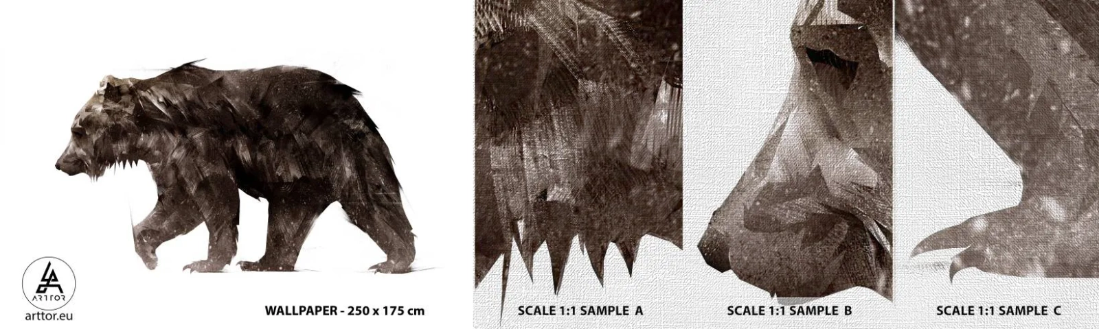 Photo Wallpaper Sample Premium Canvas - I Always Wear Real Fur! - Animals, Bear, Abstraction - 100x30 cm