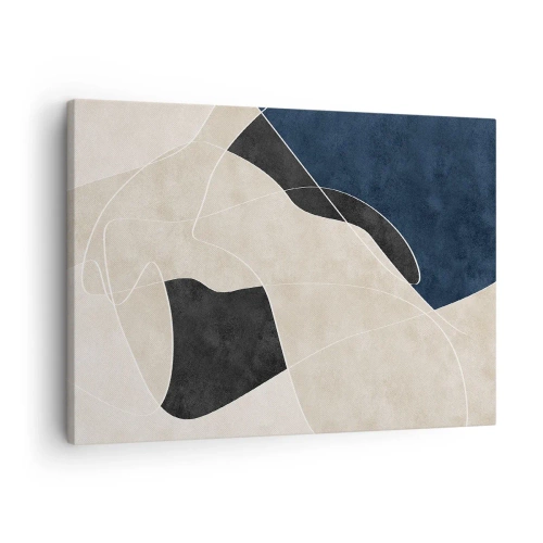 Canvas picture - Geometric abstraction in shades of beige and navy blue - 70x50cm - Abstract Composition - Contrast of Colours - Modern wall decoration for the living room and bedroom ARTTOR