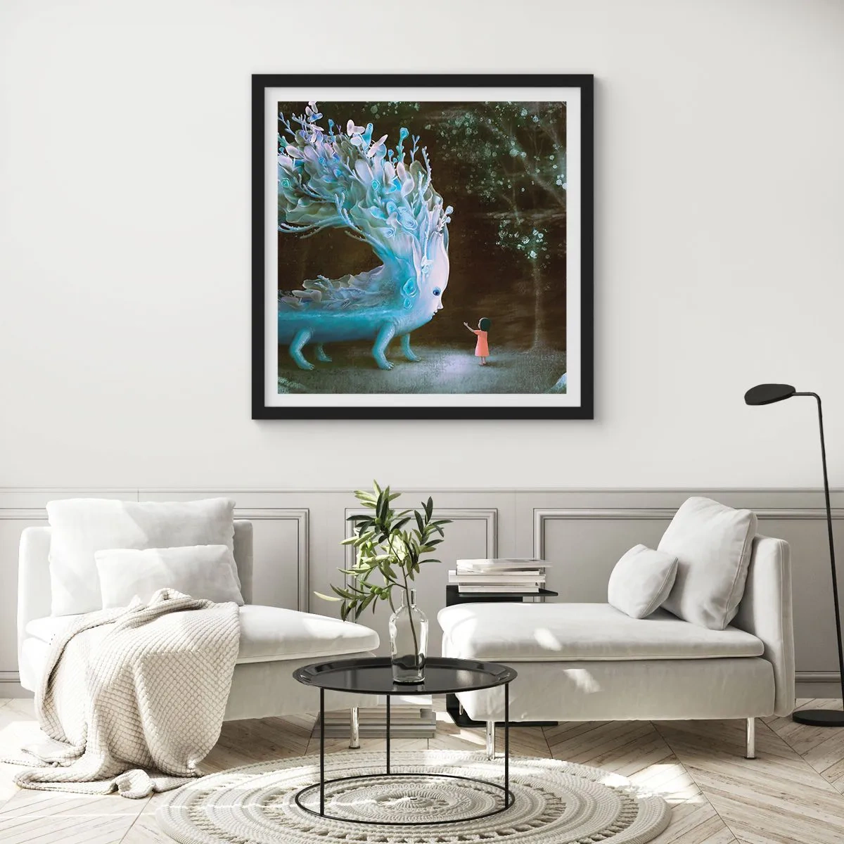 Poster in black frame - Fantastic Encounter - 30x30 cm