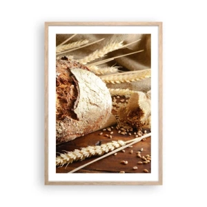 Poster in light oak frame - Tasty, Fragrant, Crunchy - 50x70 cm