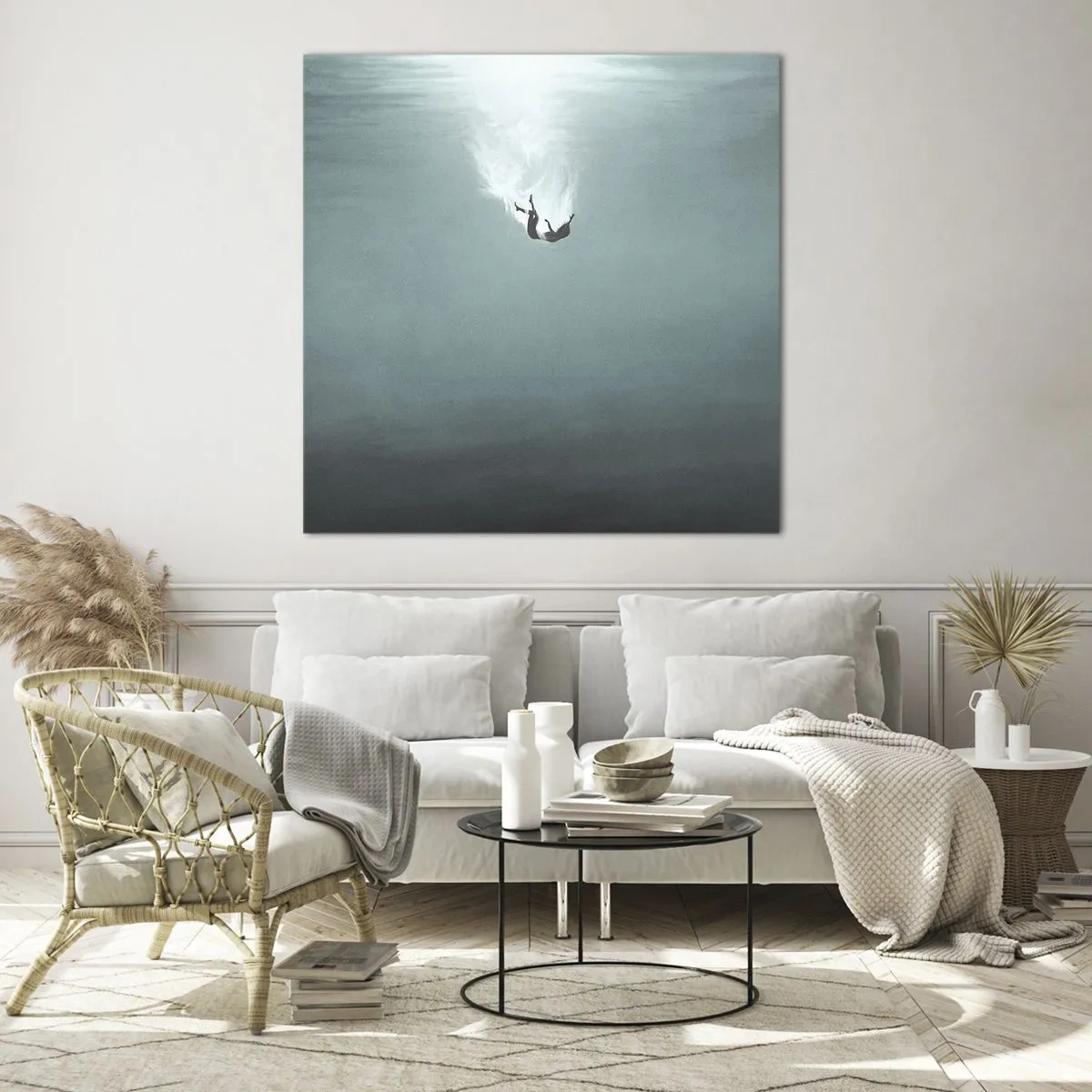 Glass picture - In the Arms of the Ocean - 40x40 cm