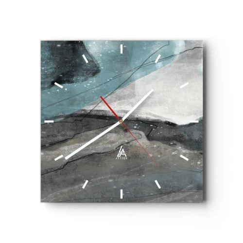 Wall clock - Clock on glass - Abstract: Rocks and Ice - 40x40 cm