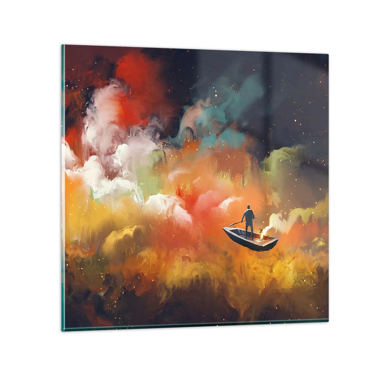 Glass picture - Through the Galaxy in a Boat - 30x30 cm