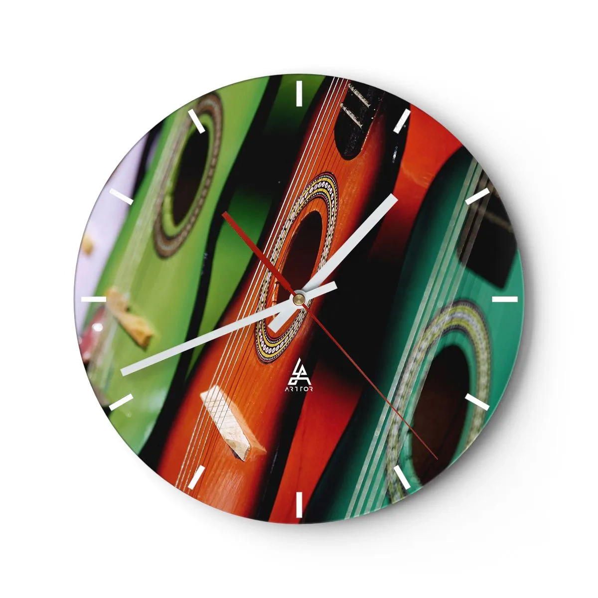 Wall clock - Clock on glass - Guitar Has Many Shades - 40x40 cm