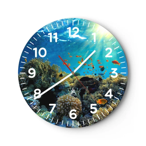 Wall clock - Clock on glass - Underwater Treasures - 40x40 cm