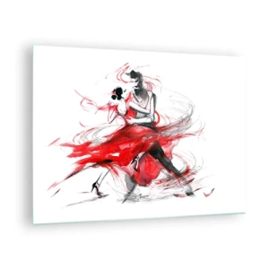 Glass picture - A pair of dancers in a dynamic watercolor dance - 70x50cm - Tango - Rhythm of Passion - Modern wall decoration for the living room and bedroom ARTTOR