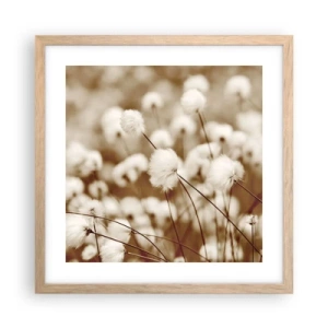 Poster in light oak frame - Fluffy field - 40x40 cm