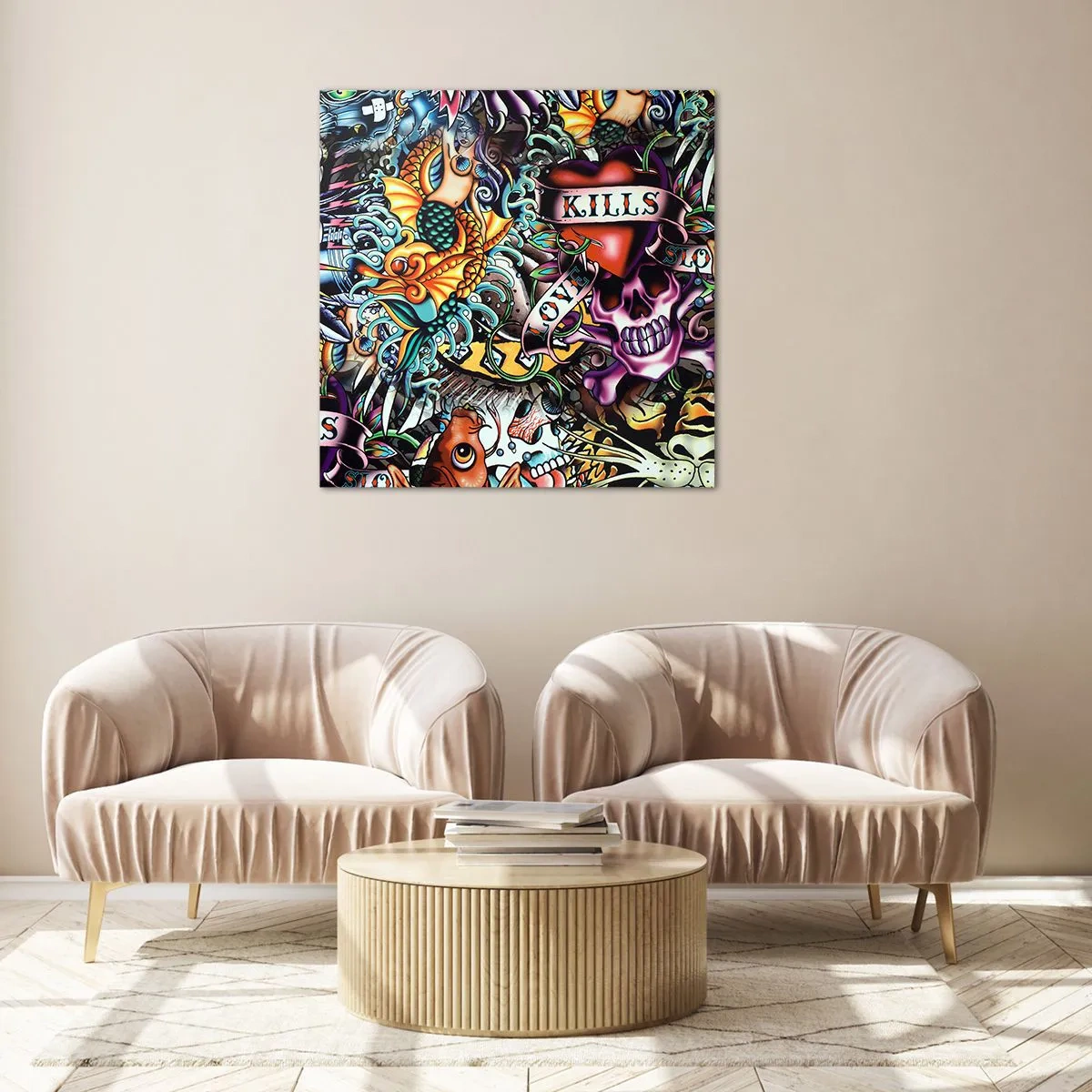 Glass picture - Dream of a Tattoo Artist - 30x30 cm