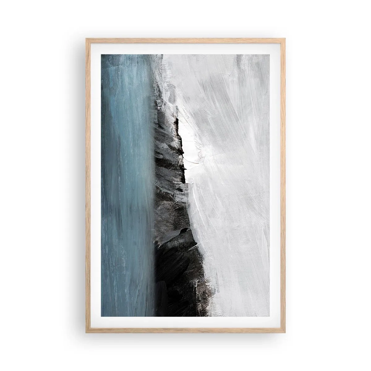 Poster in light oak frame - Water-Earth: Clash of Elements - 61x91 cm