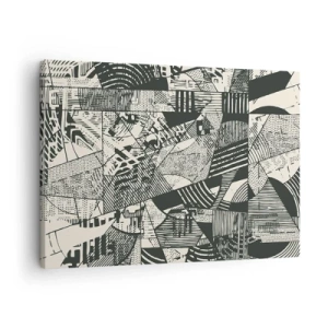 Canvas picture - Geometric abstract patterns in shades of green on a light background - 70x50cm - Dynamics of Contemporaneity - Modern wall decoration for the living room and bedroom ARTTOR