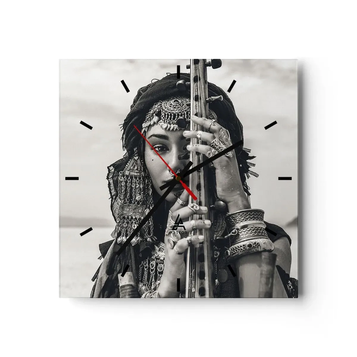Wall clock - Clock on glass - Only Music of the Orient - 40x40 cm