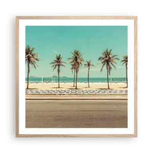 Poster in light oak frame - By the Beach - 60x60 cm