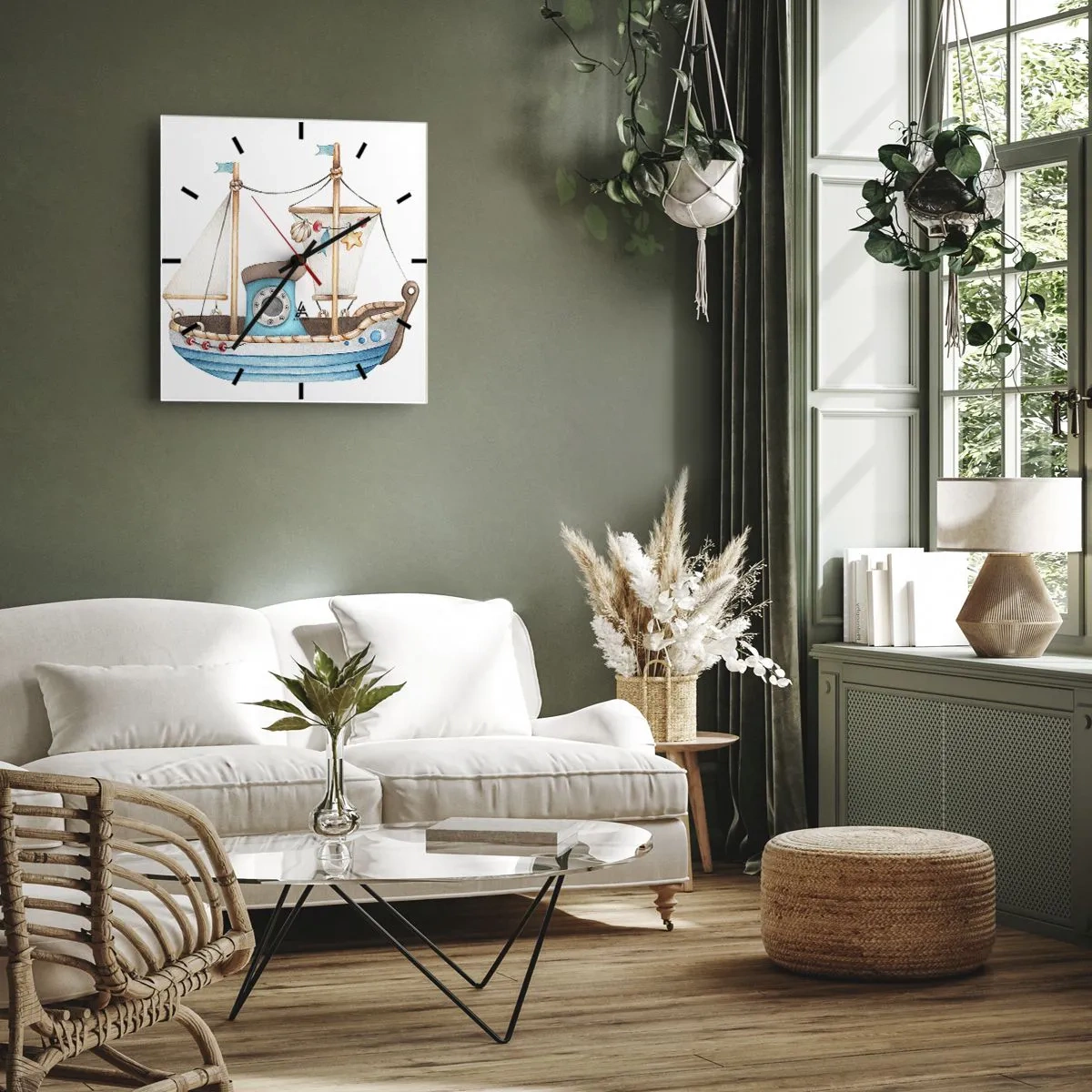 Wall clock - Clock on glass - Ahoy, Adventure! - 40x40 cm