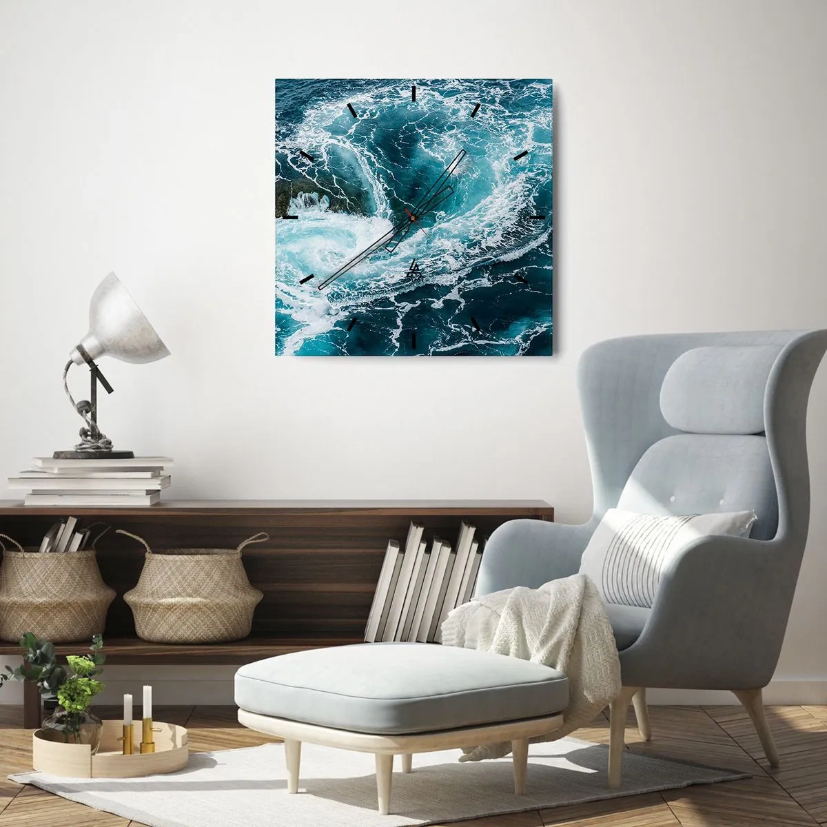 Wall clock - Clock on glass - Gate to the Earth's Interior - 40x40 cm